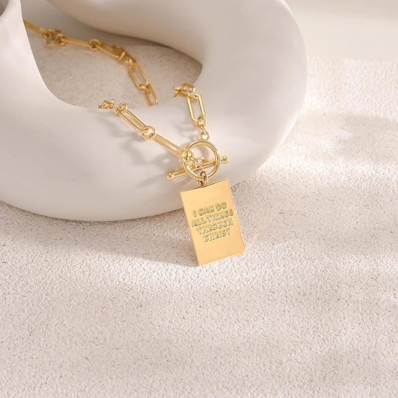 Moodear Cross Necklace for Women Trendy Chunky 14K Gold Plated/Silver Plated Cross Pendant Necklace Toggle Clasp Paperclip Chain Dainty Charm Necklace Fashion Religious Simple Jewelry Christian Gifts for Women - Image 4